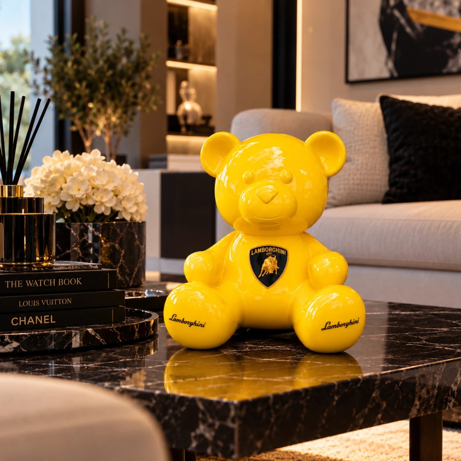 Lamborghini Bear – поп арт фигура, изрисувана на ръка, снимка 2
